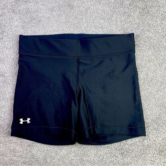 Under Armour Compression Shorts Women's Large Black Heatgear Activewear - Picture 1 of 10